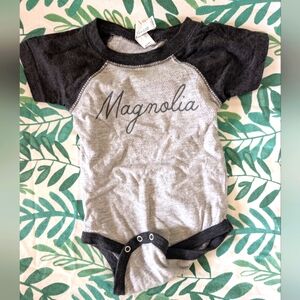 Magnolia Gray and Charcoal Bodysuit with Raglan Sleeves